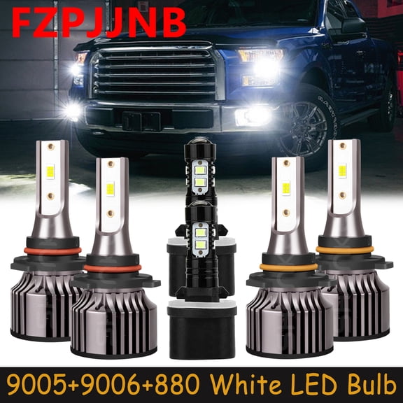 FZPJJNB for Saturn Vue 2002-2007 Front LED Headlight + Fog Light 6 Bulbs Combo,9005+9006+880,White,V25,C18
