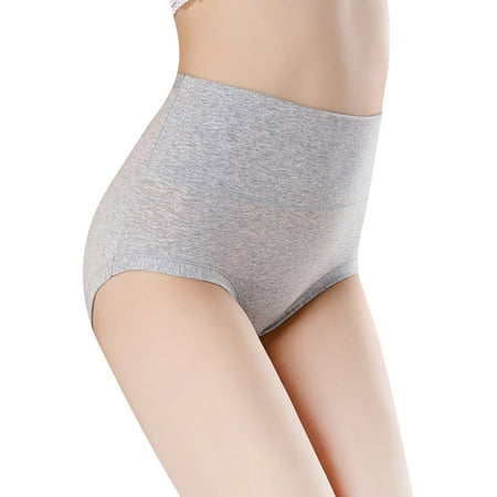 

10pcs Women Underwear High Waist Cotton Panties Girl Pregnant Ladies Elastic Solid Color Briefs Grey L