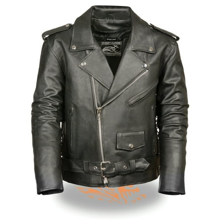 Classic Side Lace Motorcycle Jacket - Mens Classic Leather Side Lace Motorcycle Jacket