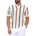 thumbnail image 5 of Men's Hollow Knit Polo Shirt V Neck Short Sleeve Golf Polo Shirts M White, 5 of 6