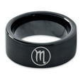 thumbnail image 2 of Tungsten Horoscope Scorpio Band Ring 9mm Men Women Comfort Fit Black Flat Cut Brushed Polished, 2 of 4