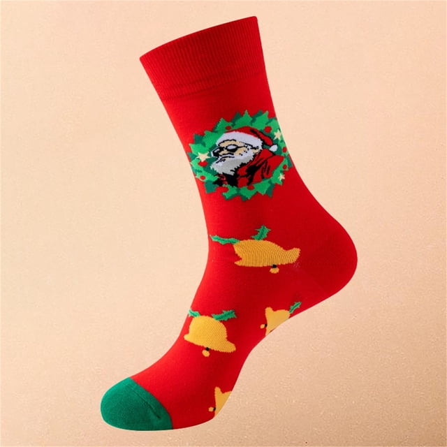 Adult Novelty Christmas Socks Festive Santa and Bells Design Multi Pack for Holiday