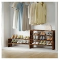 thumbnail image 4 of WDZS 3-in-1 Vertical Shoe Rack, 6-Tier Free Standing Shoe Storage Organizer w/Stackable Design for 18 Pairs, 31 Inch Wide Wood Shoe Shelf for Closet, Entryway, Living Room, Office, Brown, 4 of 9