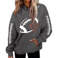thumbnail image 1 of VBARHMQRT Chandails de Football pour Femmes Chandail Décontracté pour Femmes Chandails à Capuche Tendance Imprimé Graphique Cordon de Serrage chandail à Capuche Confortable Hauts Automne Ample Blouse à Manches Longues avec Poche, 1 of 4