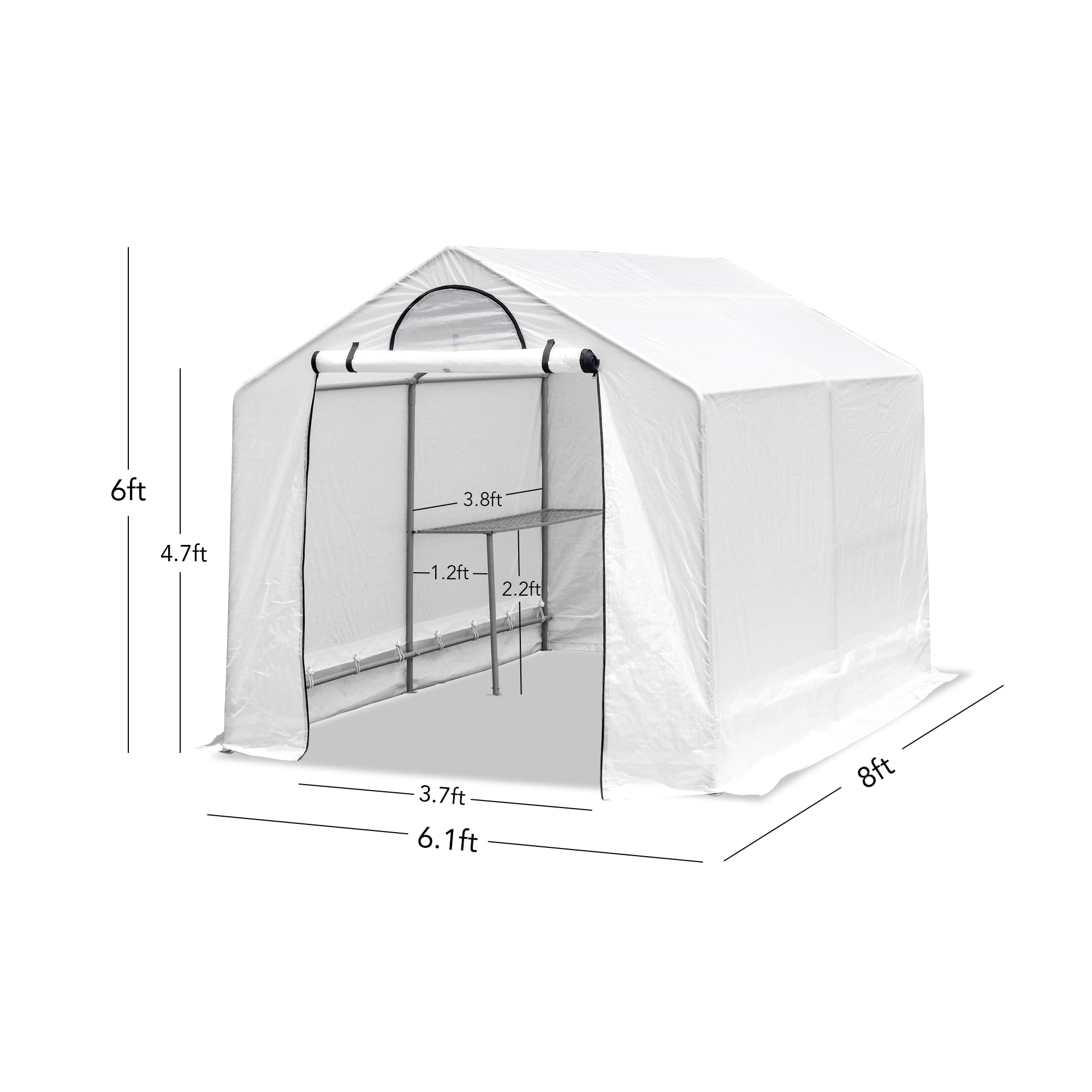 6'X8' GREEN HOUSE WITH 2X4' PLANT SHELF
