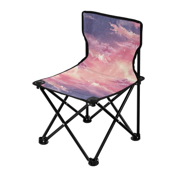 Outdoor Folding Chair 14.46x14.46x22.83 Inches, Camping Folding Chair Easy to Carry Ideal for Outdoor Picnics Camping Park Fishing Cartoon Beautiful Pink Sky