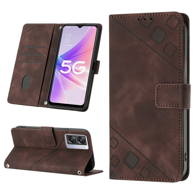 Compatible with OnePlus Nord N300 Classic Embossed PU Leather Case with Card Holder Shockproof Cover