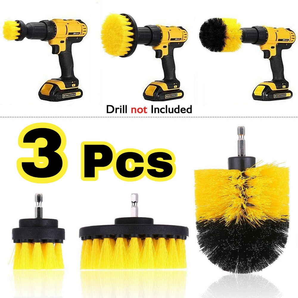 3 Pcs Power Scrubber Drill Brush Set Scrubber Shower Tile Grout Wall Spin Tub 