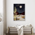 thumbnail image 3 of PixonSign Framed Canvas Print Wall Art Starlight Moon Cactus Desert Mountain Nature Wilderness Illustrations Decorative Bohemian Rustic Mid-Century Modern Desert Landscape - 24"x36" White, 3 of 5