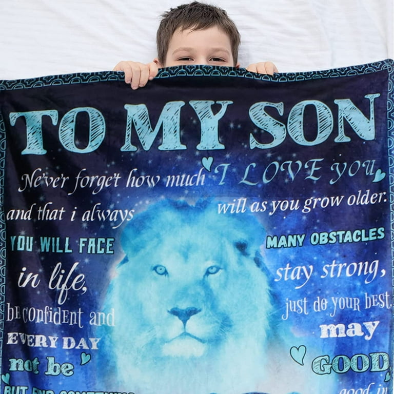 to My Son Blanket Gifts for Son from Mom Personalized Throw Blankets Son Gifts from Mom for Son Birthday with Positive Encourage and Brave Fleece Blanket Couch Sofa Bedroom Living Room 60 x50