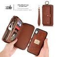 thumbnail image 6 of iPhone XR Leather Flip Case Cover,iPhone XR Zipper Wallet Case for Women and Men, Dteck [14 Card Holder][Zipper][Magnetic Detachable] Wallet Folio Case Leather Pouch for iPhone XR 6.1 inch, Brown, 6 of 10