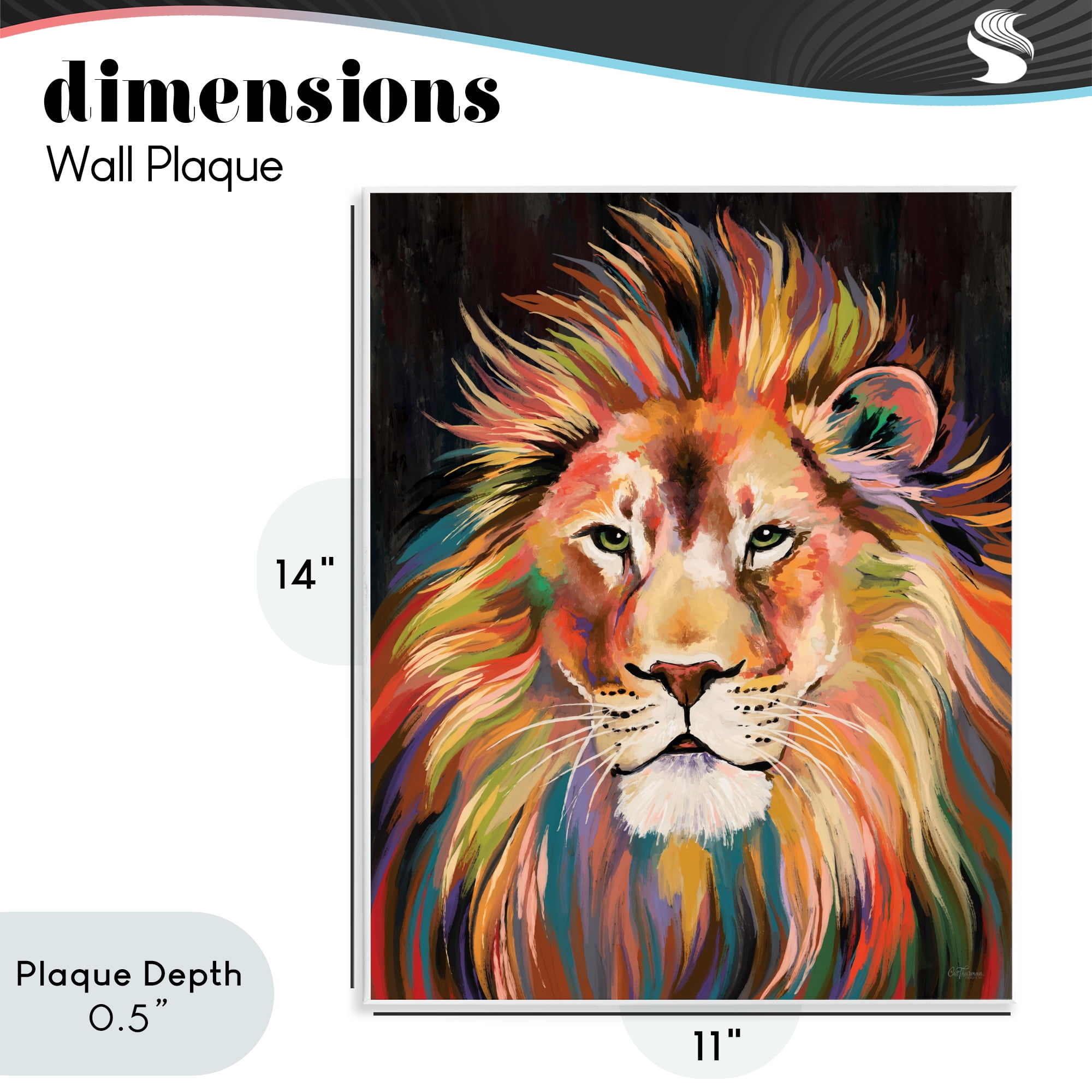 Stupell Industries Vibrant Majestic Rainbow Lion Wall Plaque Art, design by Cat Thurman Designs