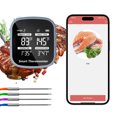 thumbnail image 1 of Termómetro inalámbrico para carne, termómetro Digital LCD para parrilla de alimentos con alarma, 4 sondas, magnético, 164 pies, BT, 1 of 8