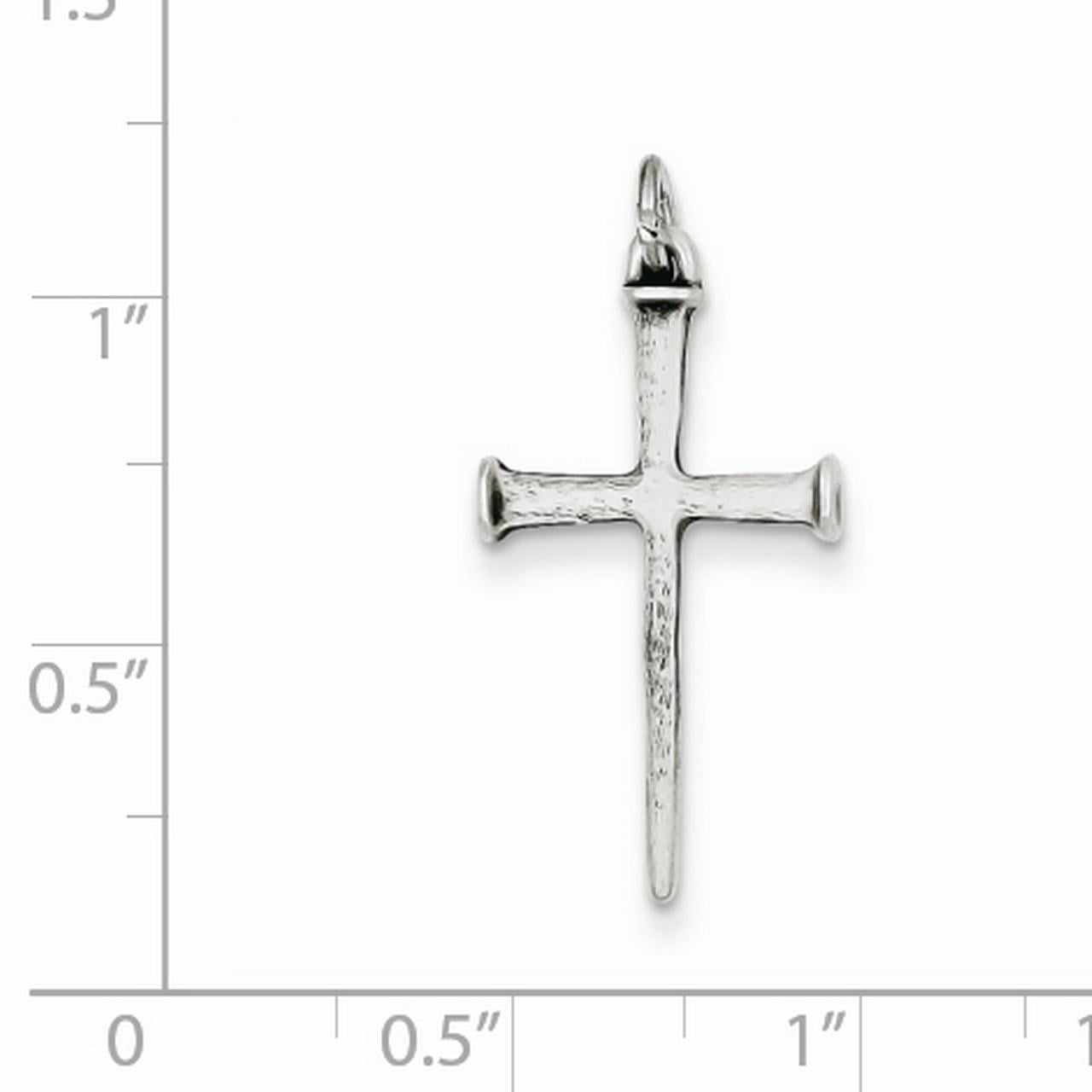 Sterling Silver Antiqued Nail Cross Pendant (25 X 13) Made In United States qc5237