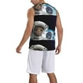 thumbnail image 5 of Gaeub Cat Astronaut Men's Mesh Basketball Jersey, Quick-Drying Sleeveless Top S-4XL, Loose Muscle Tank Top -Medium, 5 of 9