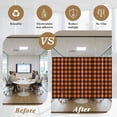 thumbnail image 5 of Black Orange Plaid Window Privacy Film, Farmhouse Buffalo Check Gingham Static Cling UV Sun Blocking Heat Control Window Tint Day and Night, Non-Adhesive One Way Windows Privacy Cover 17.7''x78.7'', 5 of 7