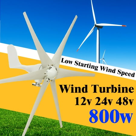 - Max 800W Wind Turbine Generator 12V/24V/48V 6 Blades Windmill Power Generator Green Energy (Excluding Controller)