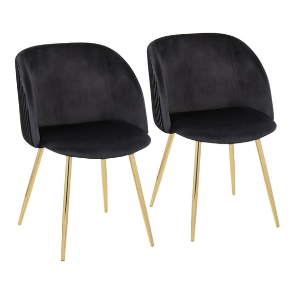 Lumisource Fran Pleated Set Of 2 Chair With Gold Metal Finish CH-FRANPLT AUVBK2
