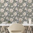 thumbnail image 2 of Ambesonne Flower Peel & Stick Wallpaper for Home, Grunge Spring Flower Leaves, 13"x72", Peacock Green Cream, 2 of 5