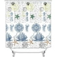 thumbnail image 2 of 4PCS Coastal Sea Turtle Shower Curtain Sets with Rugs, Waterproof Fabric White Shower Curtain, Ocean Animal Fish Teal Coral Seaweed Blue Starfish Seashell Conch Nautical Beach Bathroom Decor, 2 of 7
