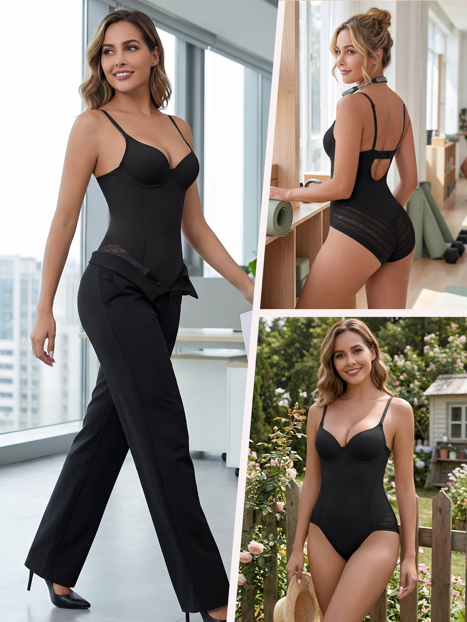 DARING DIVA Women's Body Shaper Tummy Control Back Hook V Neck Sleeveless Tops XXL Black