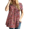 thumbnail image 3 of Mengpipi Blouses for Women Casual Crew Neck Short Sleeve Tunic Tops, Multi Red-XXL(US 20-22), 3 of 8