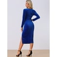 thumbnail image 3 of DARING DIVA Long Sleeves V Neck Wrap Ruched Split Cocktail Evening Dress
 M Royal Blue, 3 of 6