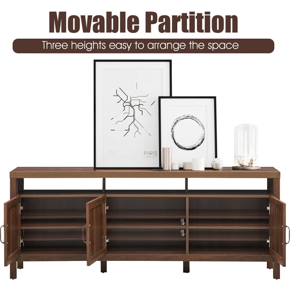 Finihen TV Stand, TV Cabinet, Universal TV Stand Entertainment Media Center for TV's up to 65 Inch, Media Entertainment Center with Storage, for Living Room, Bedroom, Walnut