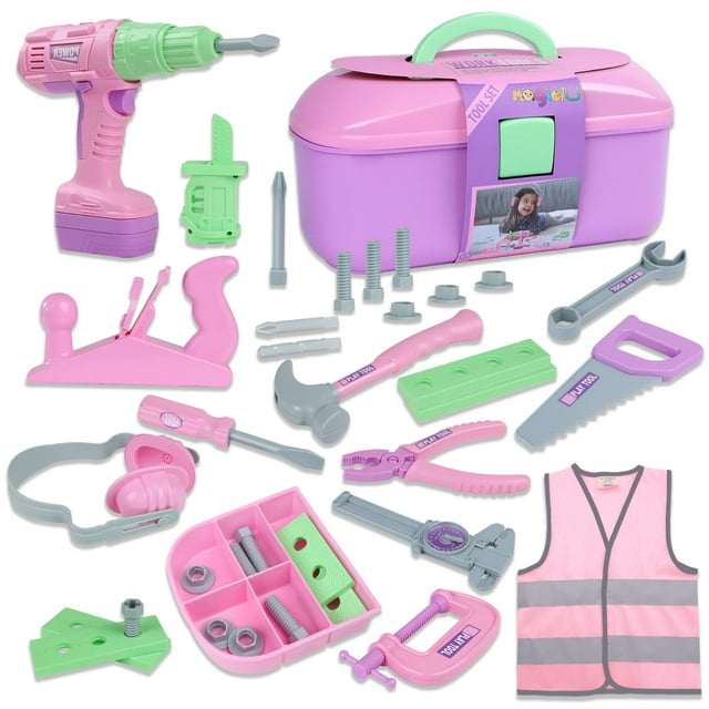 Juego de herramientas Magic4U Kids de 31 piezas con taladro eléctrico para niños de 3 a 7 años
