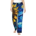 thumbnail image 1 of Balery Sunflower Starry Night Vibes Pantalones de pijama para mujer, pijamas ultraligeros, pantalones de estar por casa-Medium, 1 of 6