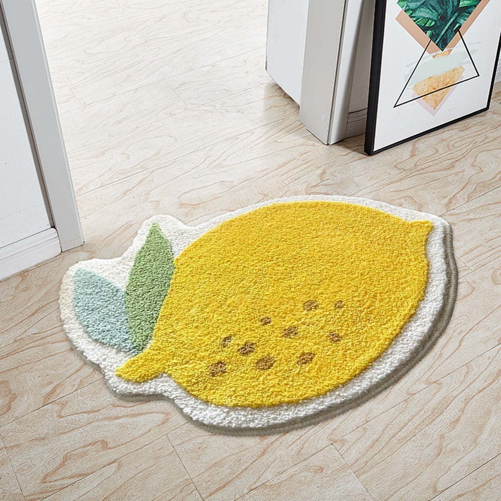 Lemon Bath Mat Lemon Bathroom Rug Cute Bath Mat Lemon Bathroom Decor Soft Absorbent Non Slip Funny Fruit Rug(Yellow, 40 * 60CM)