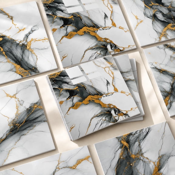 50 Pcs Self-Adhesive Marble Tile Sheets-Waterproof Oil-Proof Peel And Stick Backsplash, Wall Tiles For Kitchen Bathroom Living Room, Moisture-Resistant Peel And Stick Wall Panels
