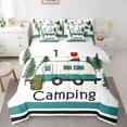 thumbnail image 1 of Erosebridal Literie de Véhicule Récréatif Taille Jumeau, Ensembles de Literie de Voiture de Dessin Animé Taille Jumeau, Décor de Camping Heureux, Réversible 7 Pcs, 1 of 5