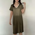 thumbnail image 7 of Yuncity Nightgowns For Women Summer V Neck Short Sleeve Casual Sleepshirt Comfortable Home Basic Solid Color Pajamas Pjs Sleepwear Soft M-6Xl, 7 of 7