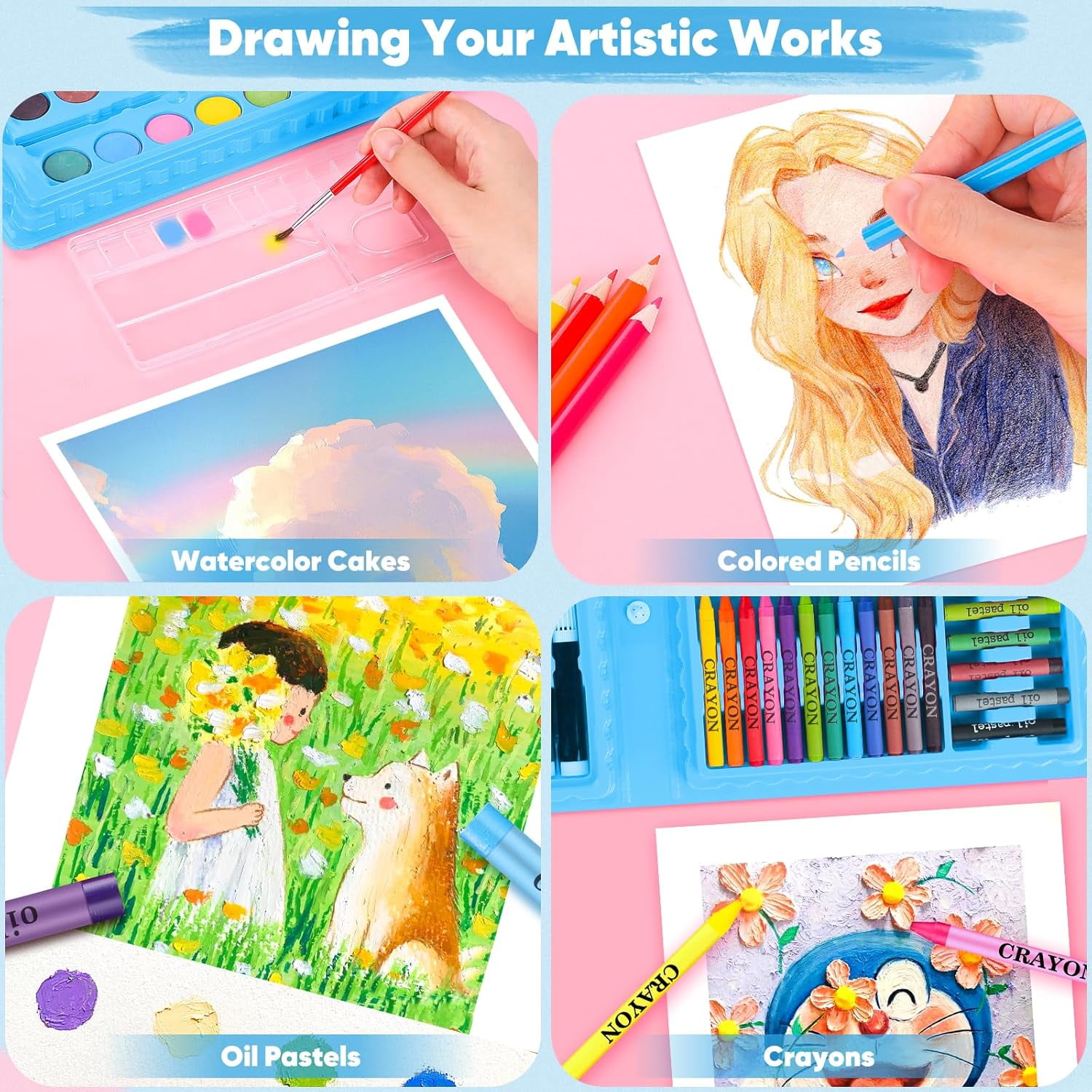 Coloring Set for Adult, Cute Preppy Stuff, 149-Pack Sketching Drawing Supplies Kits Painting Art Set, Pad, Book, Crayons, Pastels, Pencils, Pens
