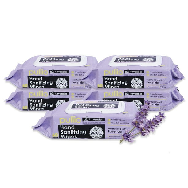 (300 Wipes) pullio Lavender Alcohol Free Hand Sanitizer Wet Wipes