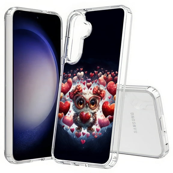 TalkingCase Slim Fit Phone Case Compatible for Samsung Galaxy S25 Plus(Not S25/ S25 Ultra), Valentine Owl Hearts Print, Lightweight,Flexible, USA Print