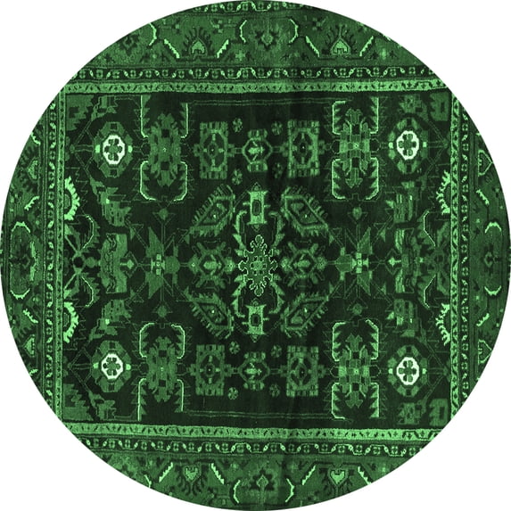 Ahgly Company Indoor Round Persian Emerald Green Traditional Area Rugs, 5' Round