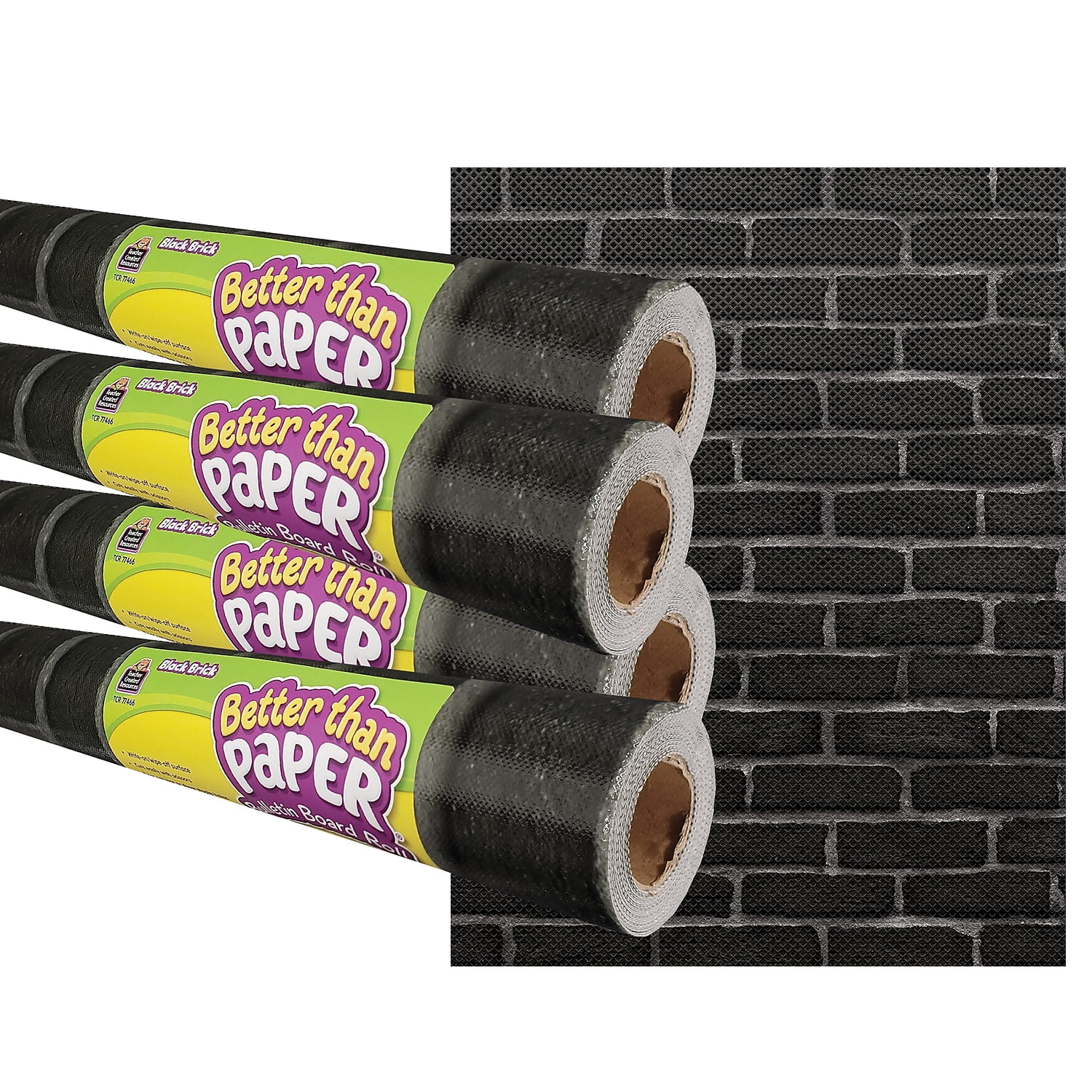 Teacher Created Resources Black Brick Better Than Paper Bulletin Board Roll, 4' x 12', Pack of 4