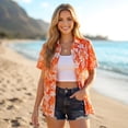 thumbnail image 5 of Womens Button Down Shirts Casual Floral Hawaiian Shirt Summer Beach Vacation Tropical Tops Orange, 5 of 8