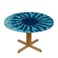 thumbnail image 3 of Awypu  Retro Blue Tie Dye Round Tablecloth with Elastic Edged Fitted Table Cloths Cover Mat Washable Polyester Spill Proof Table Covers for Indoor outdoor Dinning Patio Table White, 3 of 7