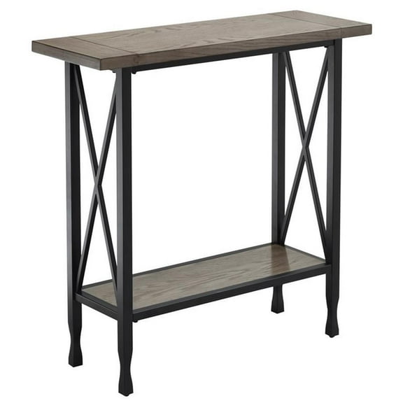 Bowery Hill Contemporary X-Design Wood Hall Console in Smoky Gray Oak