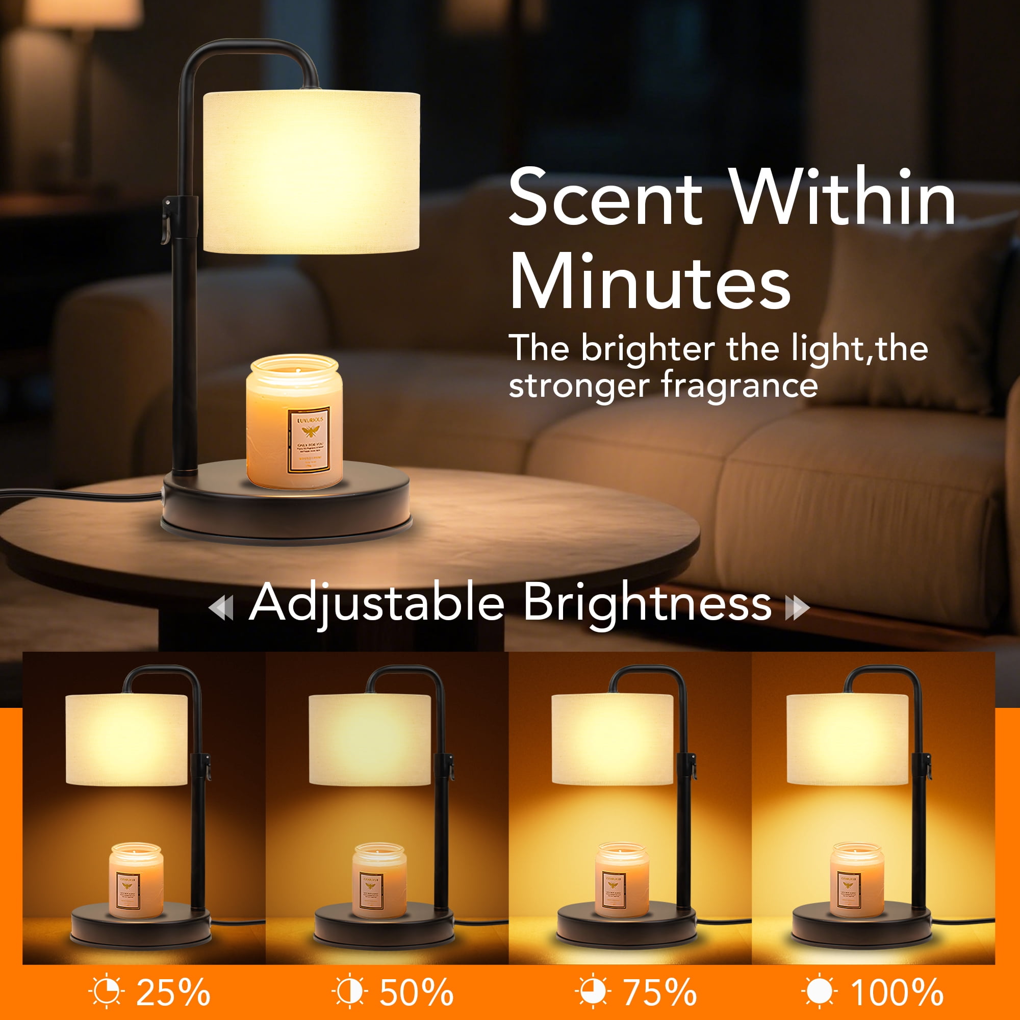 DAYBETTER Candle Warmer Lamp with Timer, Dimmable,Adjustable Height Wax Warmer Lamp with 2*50W Bulbs, House Warming Gifts for Mom Friend Bedroom Home Decor DAYBETTER Candle Warmer Lamp with Timer, Dimmable,Adjustable Height Wax Warmer Lamp with 2*50W Bulbs, House Warming Gifts for Mom Friend Bedroom Home Decor - Image 2