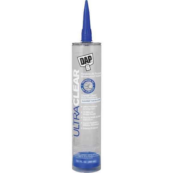 DAP 18388 12 Pack 10.1 oz. Ultra Clear All Purpose Waterproof Liquid Rubber Sealant, Crystal Clear