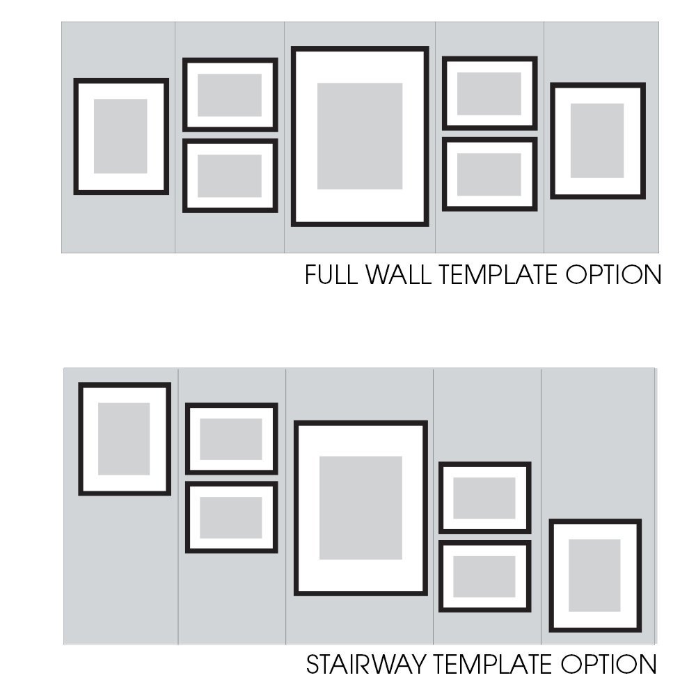 Gallery Perfect 7 Piece Black Photo Frame Gallery Wall Kit with Decorative Art Prints & Hanging Template