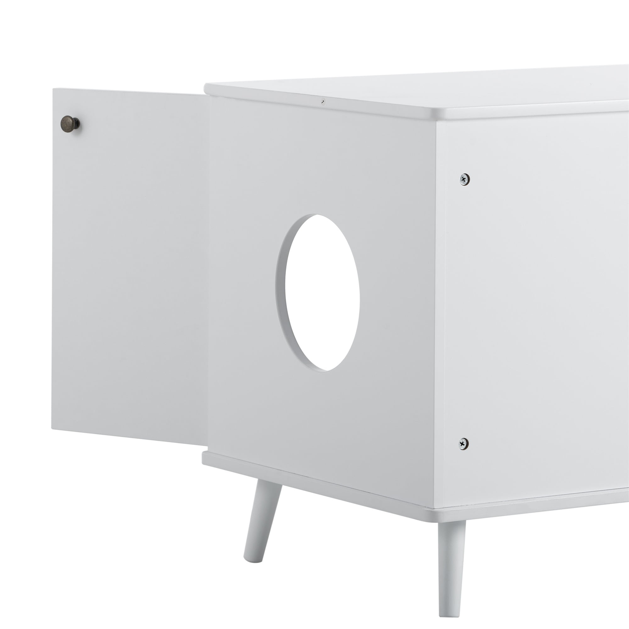 Pefilos 39" Hidden Cat Litter Box Enclosure Furniture, Modern Wood Cat House, Cat Washroom with Plug, White Pefilos 39" Hidden Cat Litter Box Enclosure Furniture, Modern Wood Cat House, Cat Washroom with Plug, White