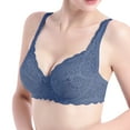 thumbnail image 4 of FUNUONY Hot Sale!! Lace Bralettes for Women No Underwire Triangle See Thru V Neck Unpadded Bra 2 Pack Lace Underwear Underwired Women's Charmming Bra 2Pc Navy 38, 4 of 9