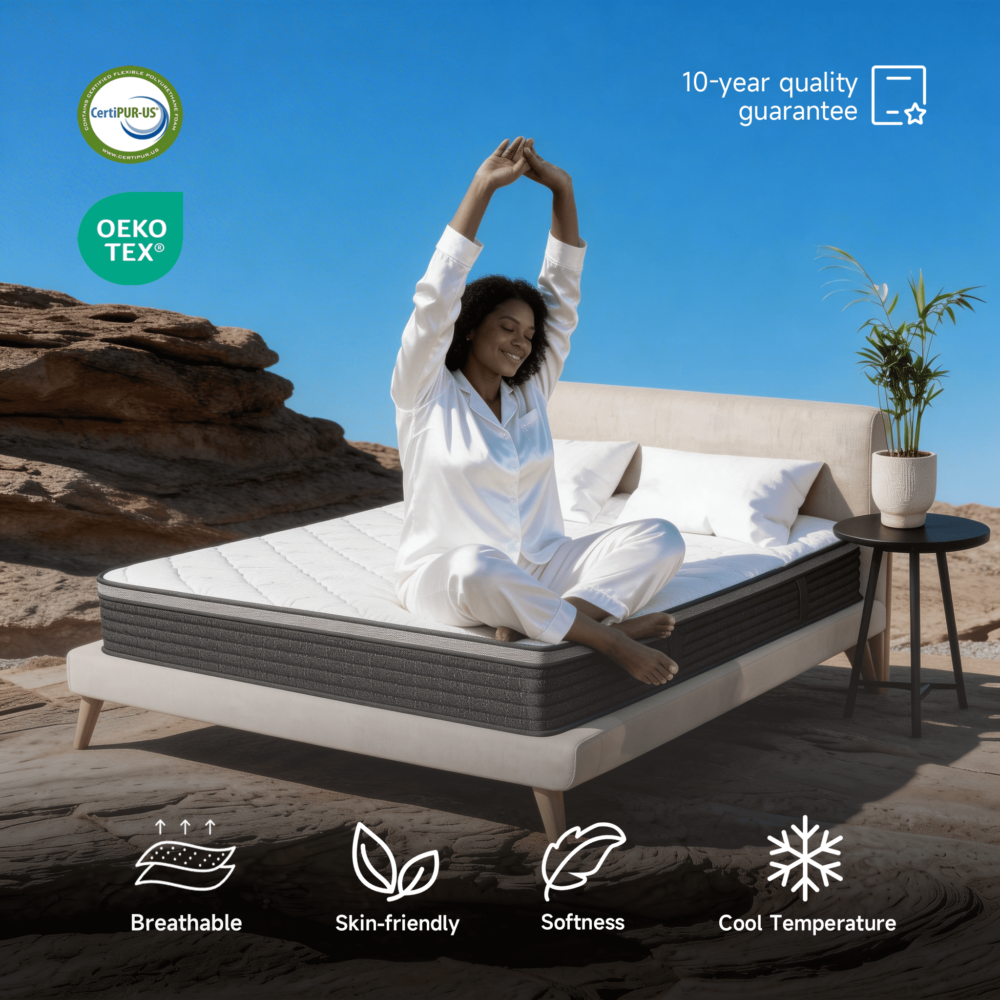 NightyNight Hybrid Mattress with Gel Memory Foam and Individual Pocket Spring,14 inch,Queen
