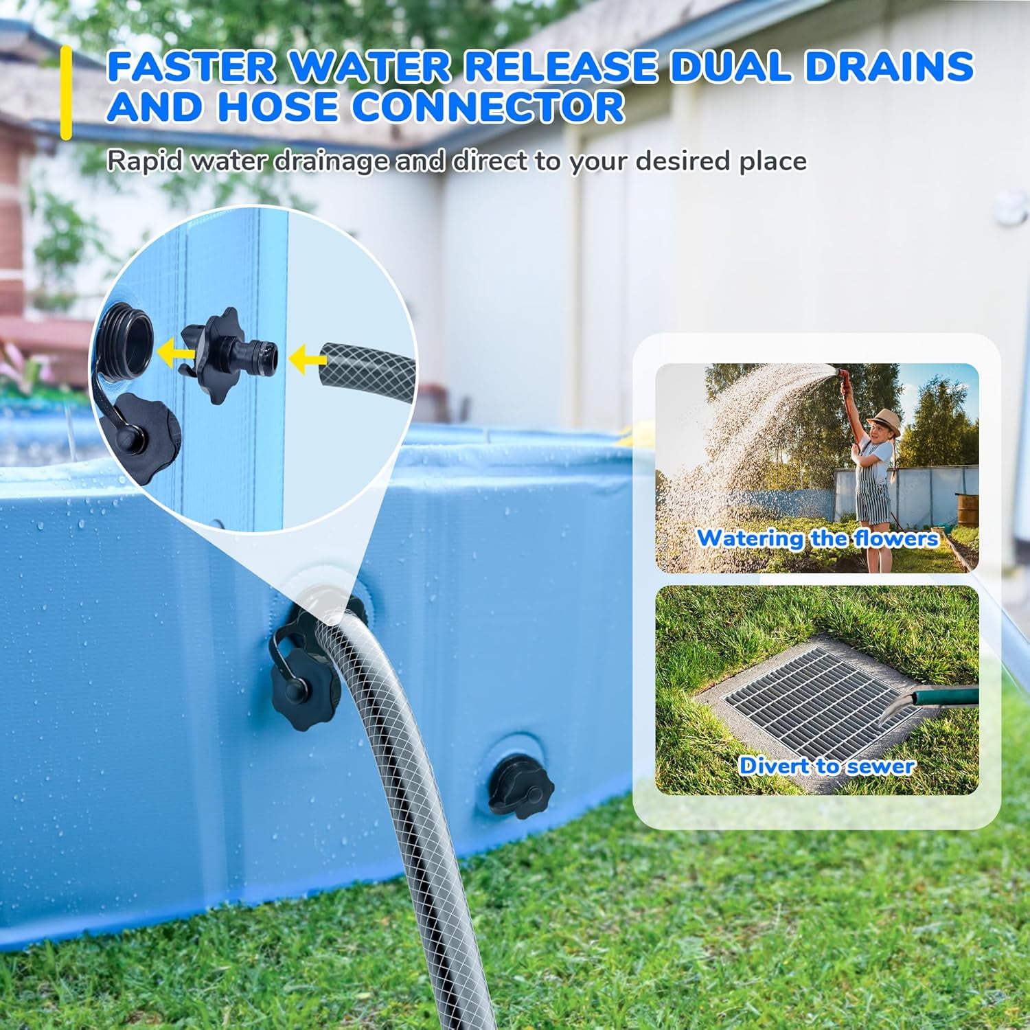 63'' Foldable Dog Pool, Sprinkler Pool for Kids, Non-Slip Heavy Duty Dogs Splash Pad for Small Dogs, Hard Plastic Kiddie Bathtubs for Backyard（2XL-162Gal）