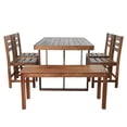 thumbnail image 5 of 6-Piece Outdoor Dining Table Set, Acacia Wood Patio Furniture Set with 6 Chairs, 1 Rectangular Table and 1 Bench, Patio Conversation Set for Yard, Garden, Porch and Poolside, 5 of 8